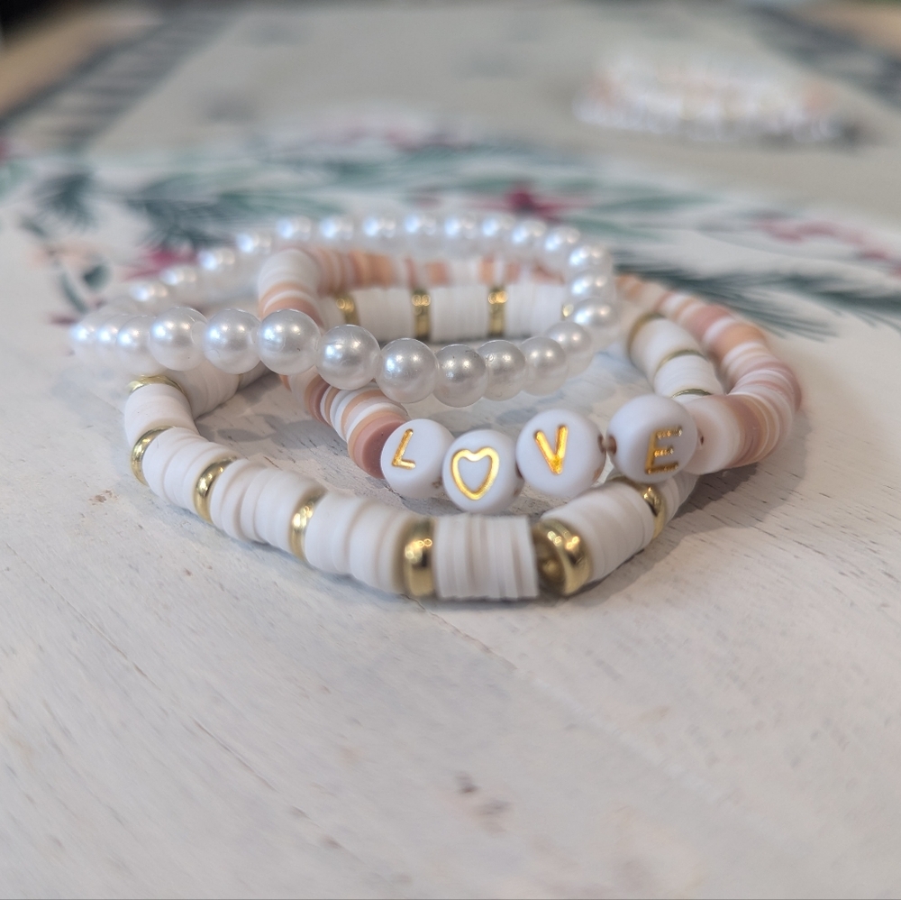 3 Handmade Beaded Bracelet Stack